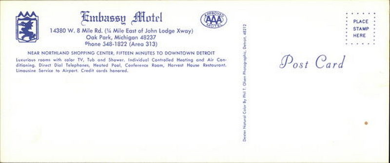 Embassy Motel - Vintage Postcard (newer photo)